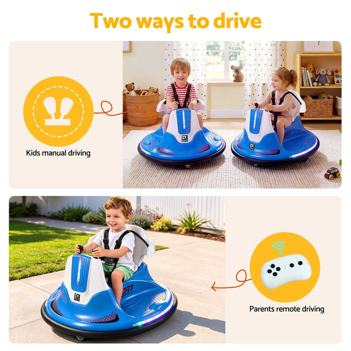 Deluxe Retro Kids Ride On BUMPER Car with Remote Control Ocean Blue