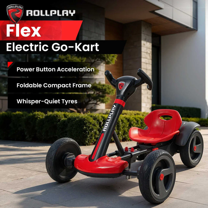 Deluxe Rollplay Flex Electric Go Kart Ride On Car Red Black