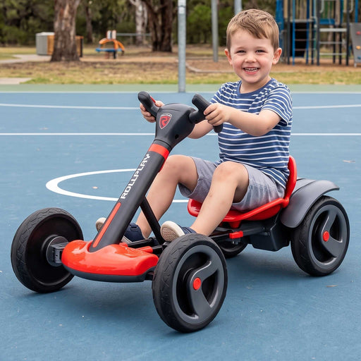 Deluxe Rollplay Flex Electric Go Kart Ride On Car Red Black