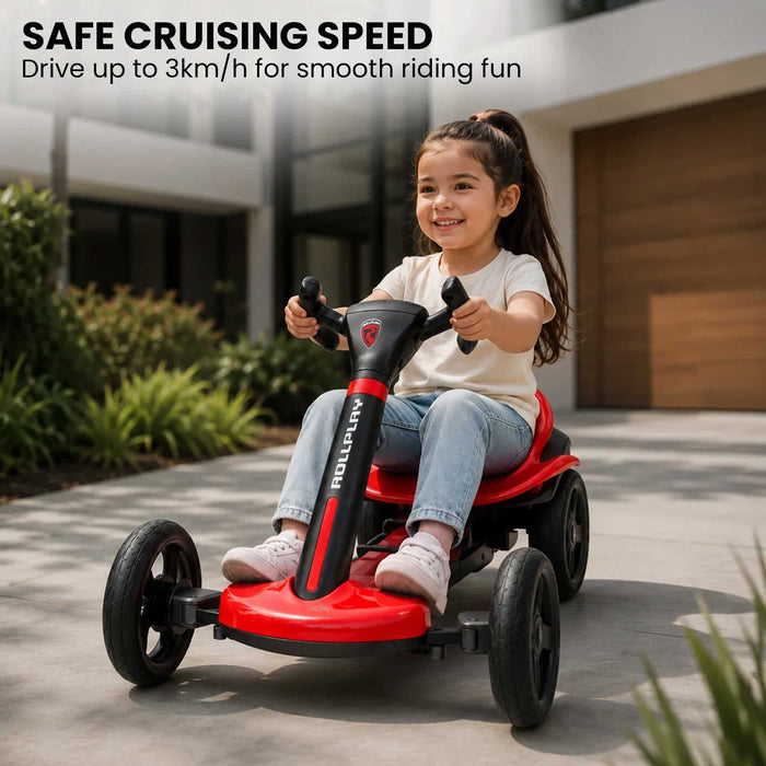 Deluxe Rollplay Flex Electric Go Kart Ride On Car Red Black