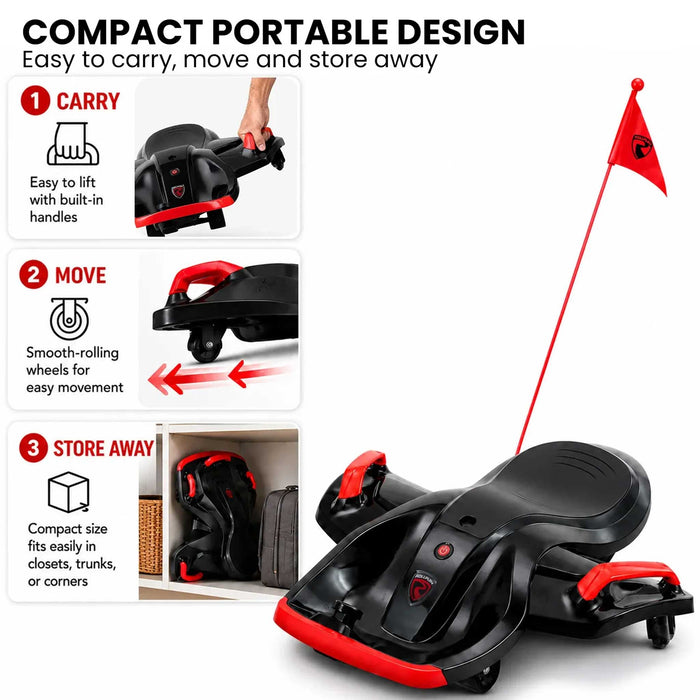 Deluxe Rollplay Nighthawk Electric Go Kart Ride On Car Red Black