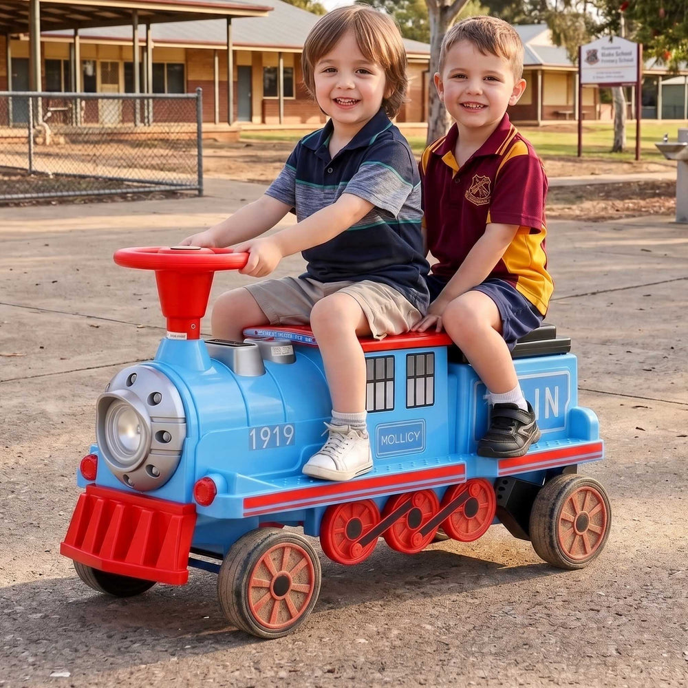 Deluxe Two Seater Kids Ride On Train Red Blue Black