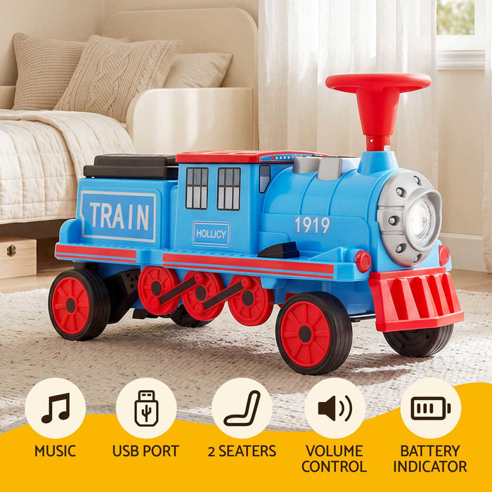 Deluxe Two Seater Kids Ride On Train Red Blue Black