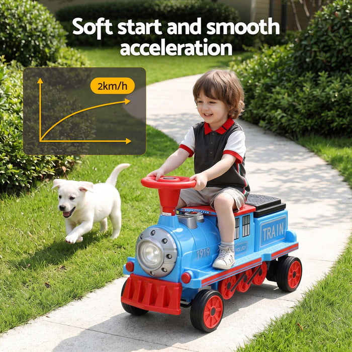 Deluxe Two Seater Kids Ride On Train Red Blue Black