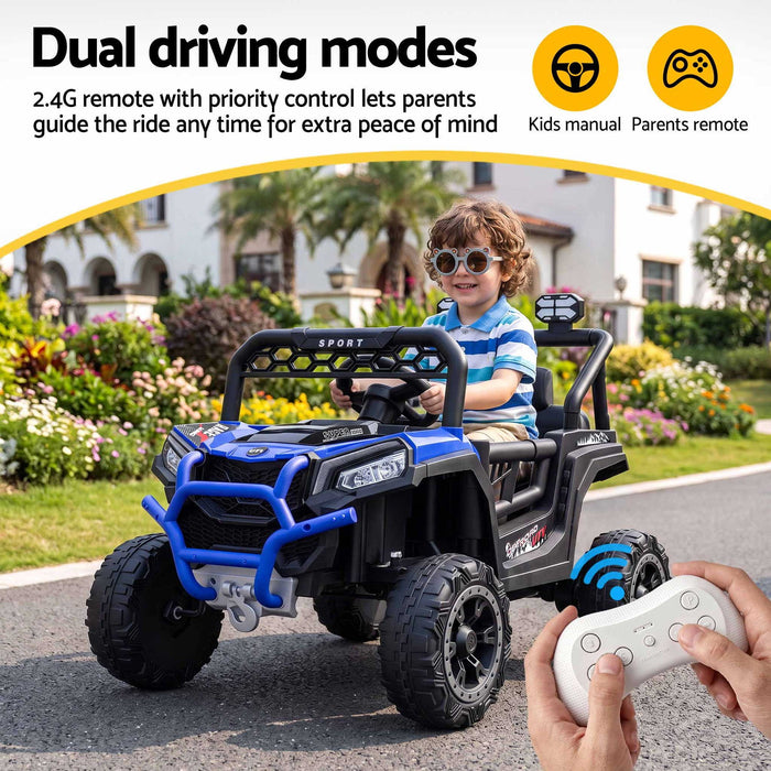 Deluxe Jeep Buggy 12V Off Road Kids Ride On Car with Remote Control-Cobalt Blue