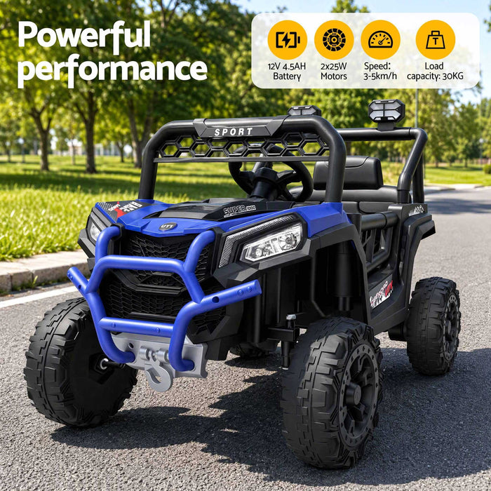 Deluxe Jeep Buggy 12V Off Road Kids Ride On Car with Remote Control-Cobalt Blue