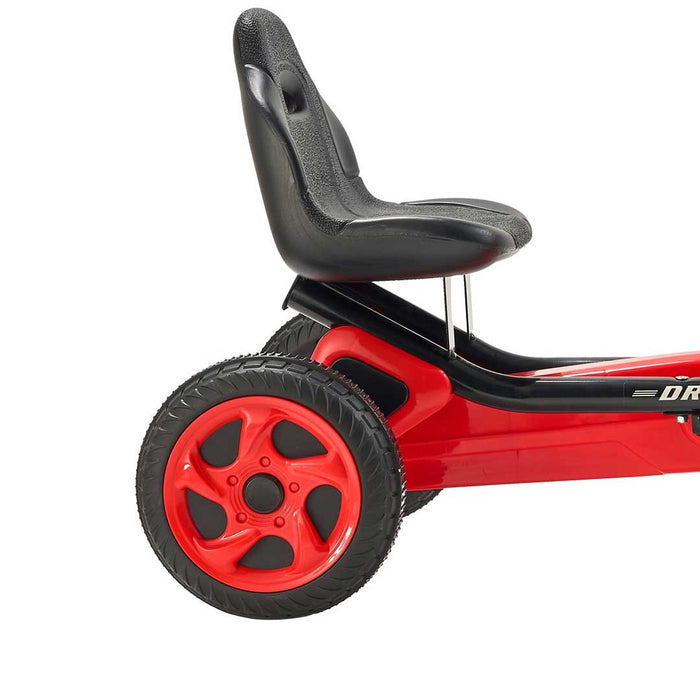 Deluxe Racer Kids Pedal Powered Go Kart-4-Wheel-Pedal-Ride-On-Toy-for-Kids-Ages-3-8-Adjustable-Seat-Red