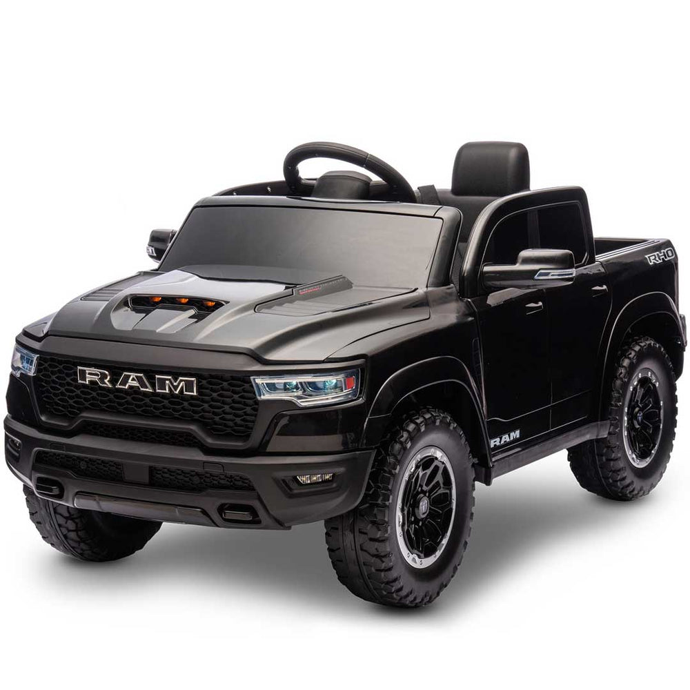 Dodge RAM 1500 RHO Officially Licensed Off Road Kids Ride On Car Truck with Remote Control Pitch Black