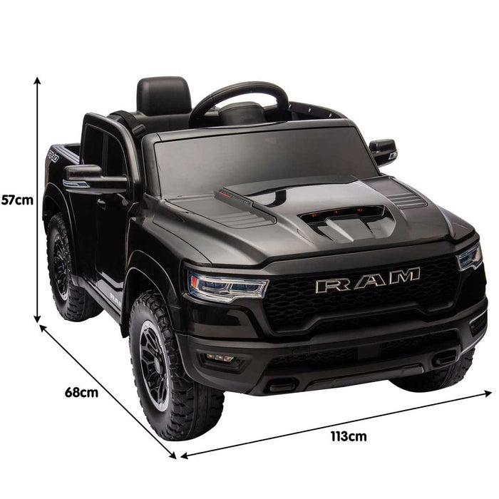 Dodge RAM 1500 RHO Officially Licensed Off Road Kids Ride On Car Truck with Remote Control Pitch Black