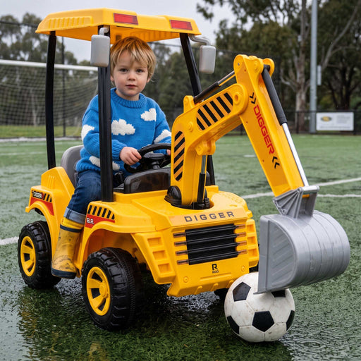 Excavator Digger Tractor Inspired Kids Ride On Car with Remote Control | Yellow