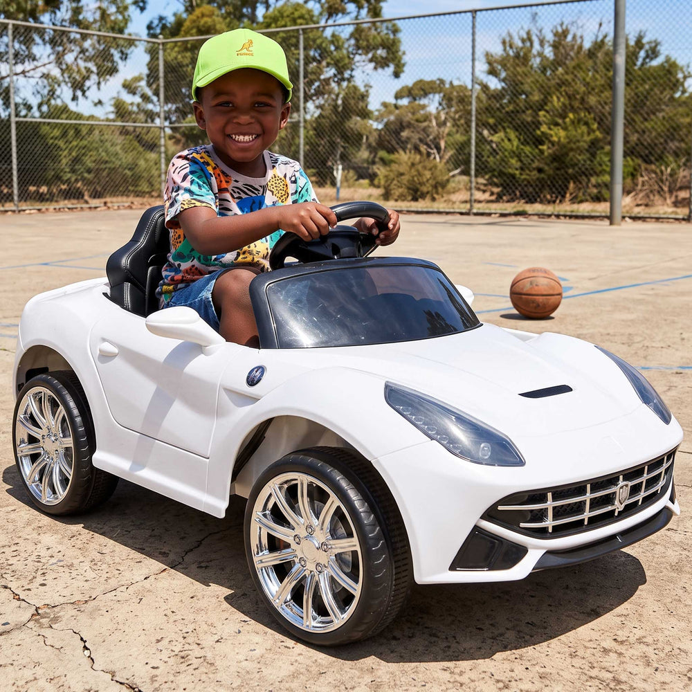 Ferrari F12 Inspired Kids Ride On Car with Remote Control White