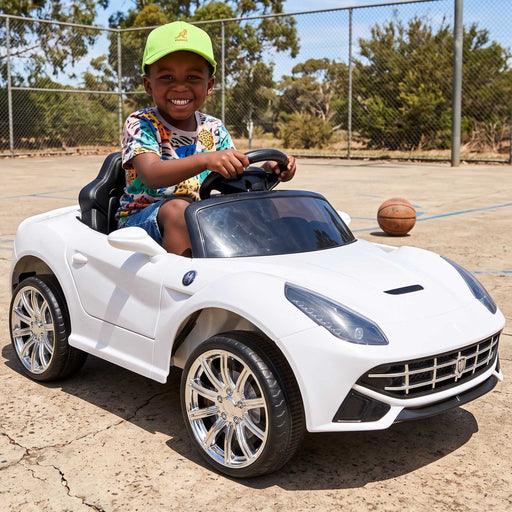 Ferrari F12 Inspired Kids Ride On Car with Remote Control White