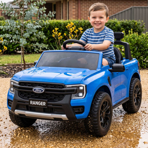 Ford Officially Licensed Ranger Wildtrak Deluxe Kids Ride On Car with Remote Control Lightning Blue