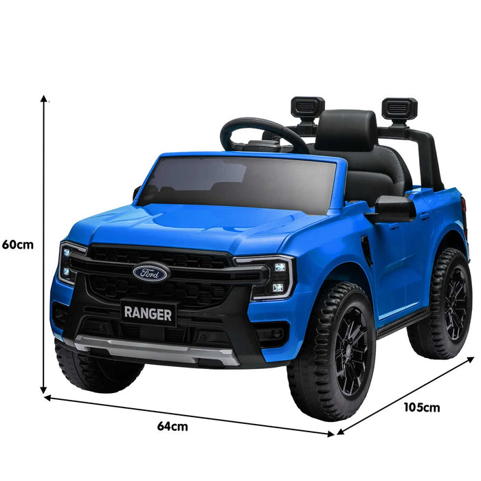 Ford Officially Licensed Ranger Wildtrak Deluxe Kids Ride On Car with Remote Control Lightning Blue