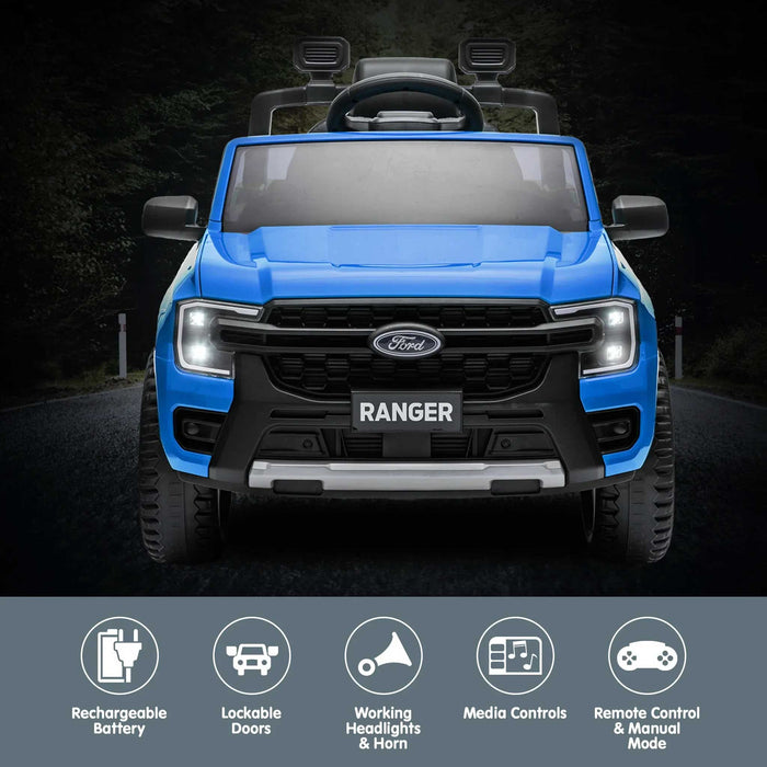 Ford Officially Licensed Ranger Wildtrak Deluxe Kids Ride On Car with Remote Control Lightning Blue
