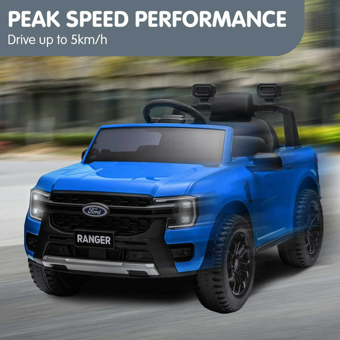 Ford Officially Licensed Ranger Wildtrak Deluxe Kids Ride On Car with Remote Control Lightning Blue
