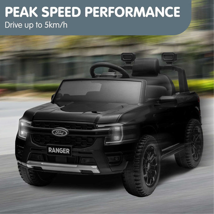 Ford Officially Licensed Ranger Wildtrak Deluxe Kids Ride On Car with Remote Control Shadow Black