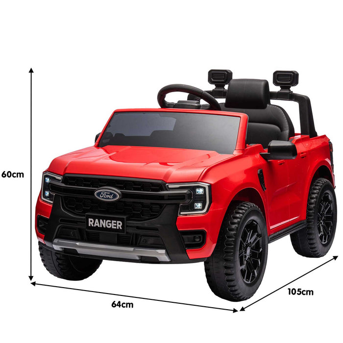 Ford Officially Licensed Ranger Wildtrak Deluxe Kids Ride On Car with Remote Control True Red