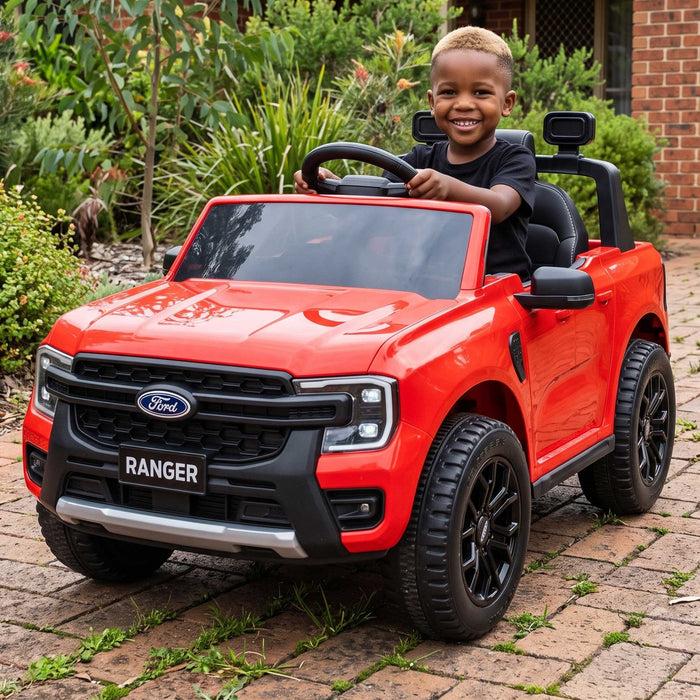 Ford Officially Licensed Ranger Wildtrak Deluxe Kids Ride On Car with Remote Control True Red