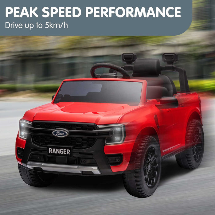Ford Officially Licensed Ranger Wildtrak Deluxe Kids Ride On Car with Remote Control True Red