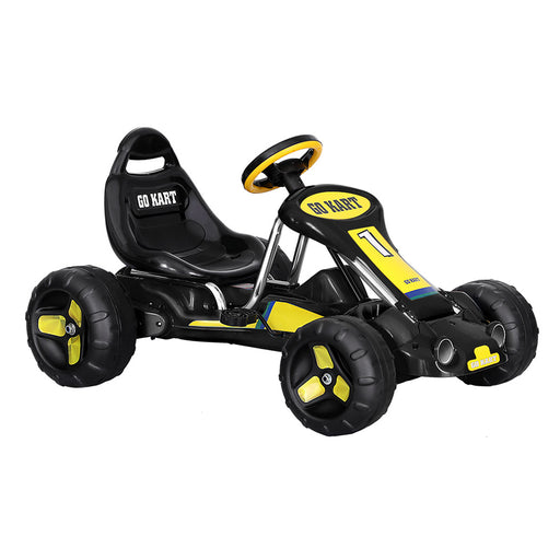 Super Racer Kids Pedal Powered Go Kart | Black/Yellow