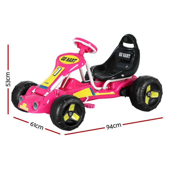 Super Racer Kids Pedal Powered Go Kart | Pink/Yellow