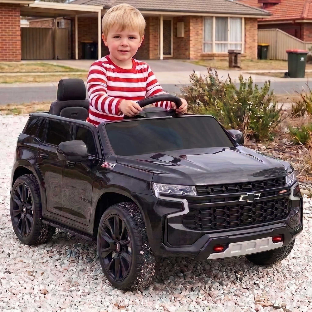 GM Chevrolet Tahoe Suburban Officially Licensed Off Road Kids Ride On Car with Remote Control | Chevy Black