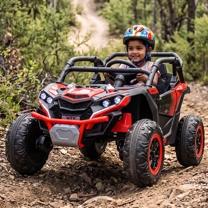Go Skitz Premium 24V Kids Ride On Buggy with Remote Control Black with Fire Red