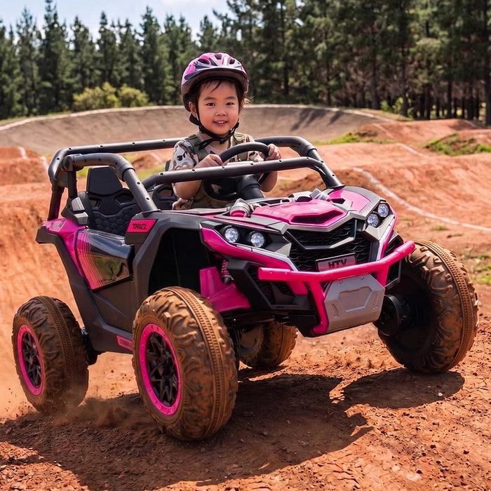 Go Skitz Premium 24V Kids Ride On Buggy with Remote Control Black with Ultra Pink