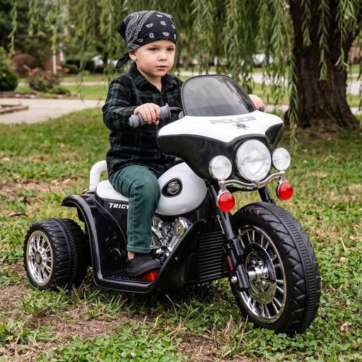 Harley Davidson Inspired Kids Ride On Motorbike Motorcycle | Black (Police)