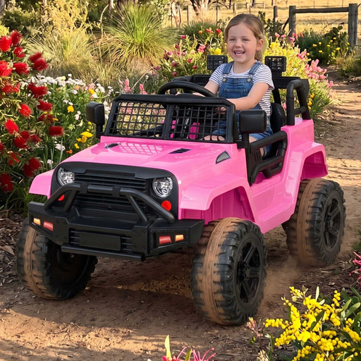 Jeep Inspired Kids Ride On Car with Remote Control Pink Panther
