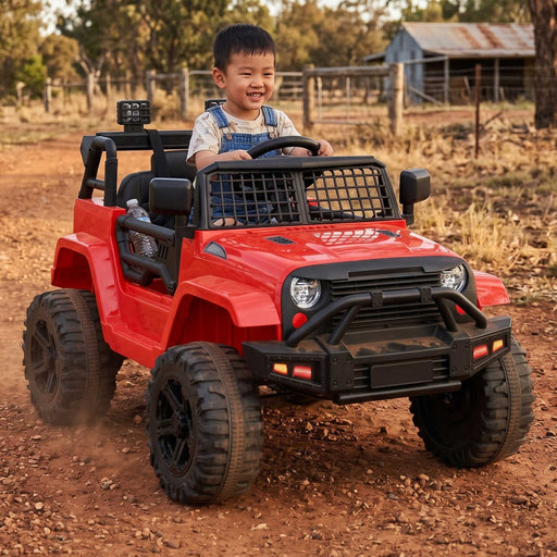 Jeep Inspired Kids Ride On Car with Remote Control Raging Red