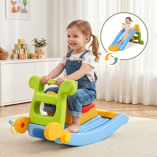 Kids 3 in 1 Rocking Buddy, Slide & Ring Toss Multi Colour