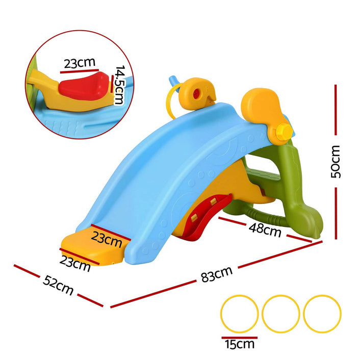 Kids 3 in 1 Rocking Buddy, Slide & Ring Toss Multi Colour