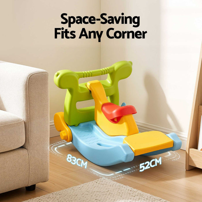 Kids 3 in 1 Rocking Buddy, Slide & Ring Toss Multi Colour