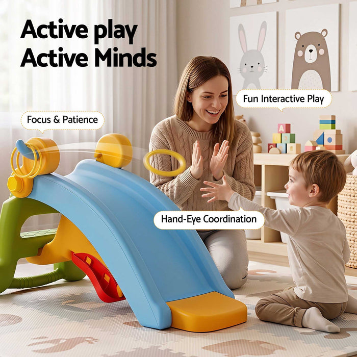 Kids 3 in 1 Rocking Buddy, Slide & Ring Toss Multi Colour