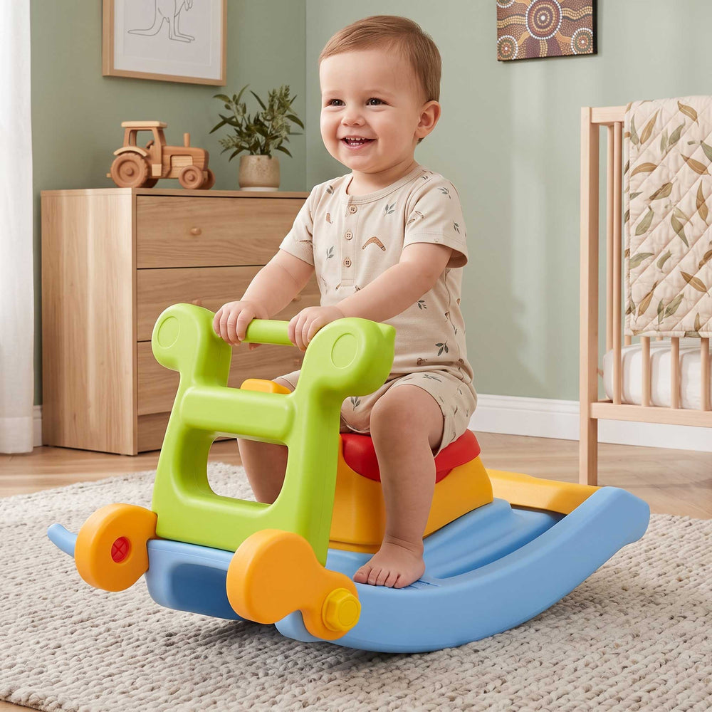 Kids 3 in 1 Rocking Buddy, Slide & Ring Toss Multi Colour
