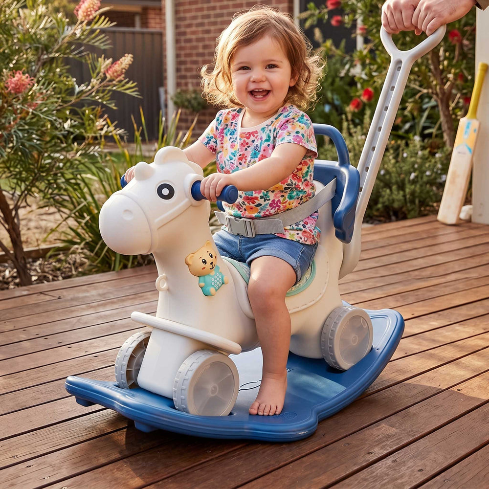 Kids 4 in 1 Push & Rocking Horse Buddy | Unicorn White