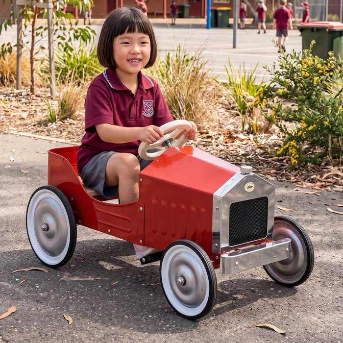 Kids Classic Vintage Racer Metal Ride On Pedal Car Lily Red