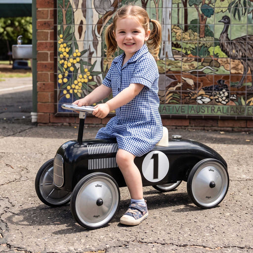 Kids Classic Vintage Racer Metal Ride On Push Car | Hepburn Black