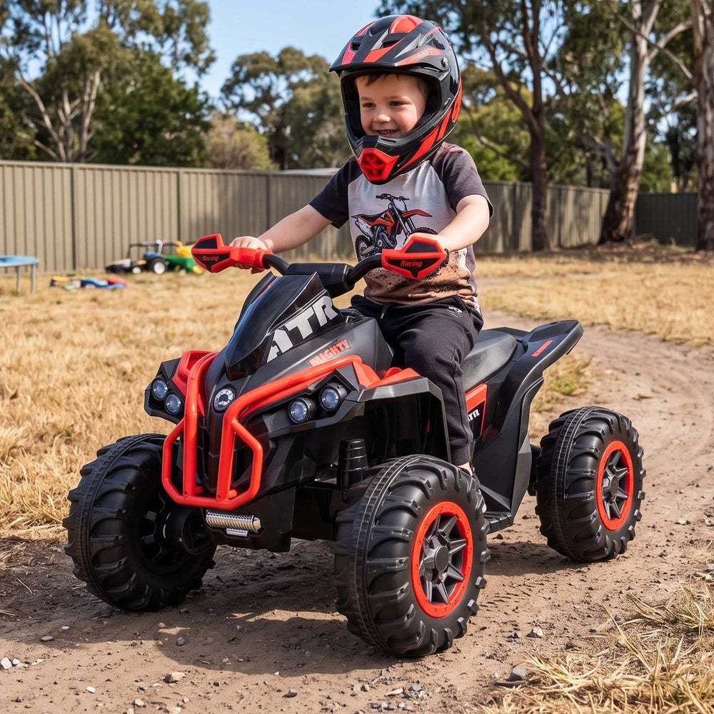 Kids Premium ATV Ride On Quad Bike | Scorched Red & Black