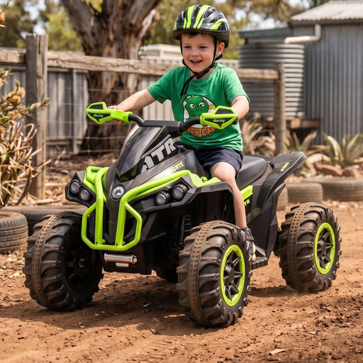Kids Premium ATV Ride On Quad Bike | Slime Green & Black