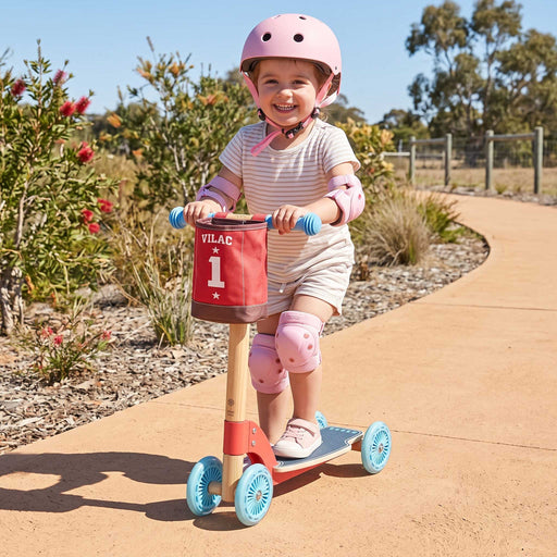 Kids Retro Wooden Scooter | Rouge/Bleu (Red/Blue)
