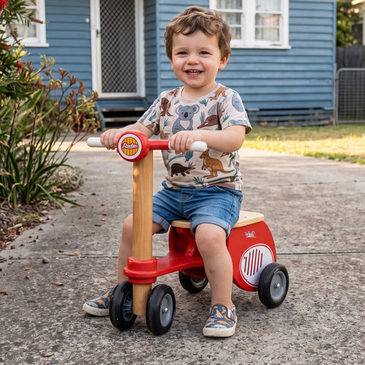 Kids Retro Wooden Toy Scooter Push Car | Rouge (Red)