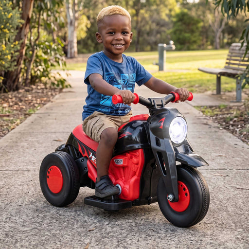 Kids Ride On Motorbike Motorcycle with Working Bubble Exhaust | Lava Red & Black