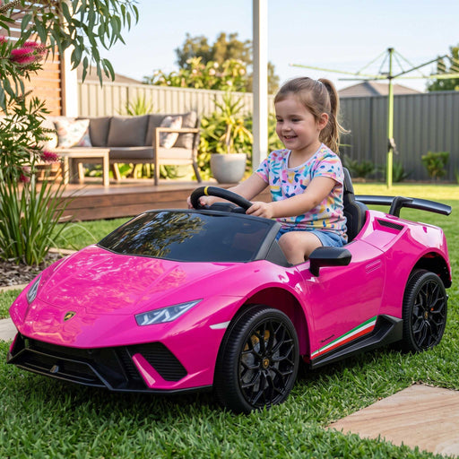 Lamborghini Huracán Performante Officially Licensed Kids Ride On Car with Remote Control Flamingo Bright Pink
