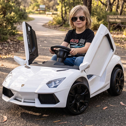 Lamborghini Inspired Kids Ride On Car with Parental Remote Control Frost White