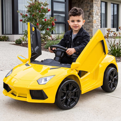 Lamborghini Inspired Kids Ride On Car with Parental Remote Control Lightning Yellow
