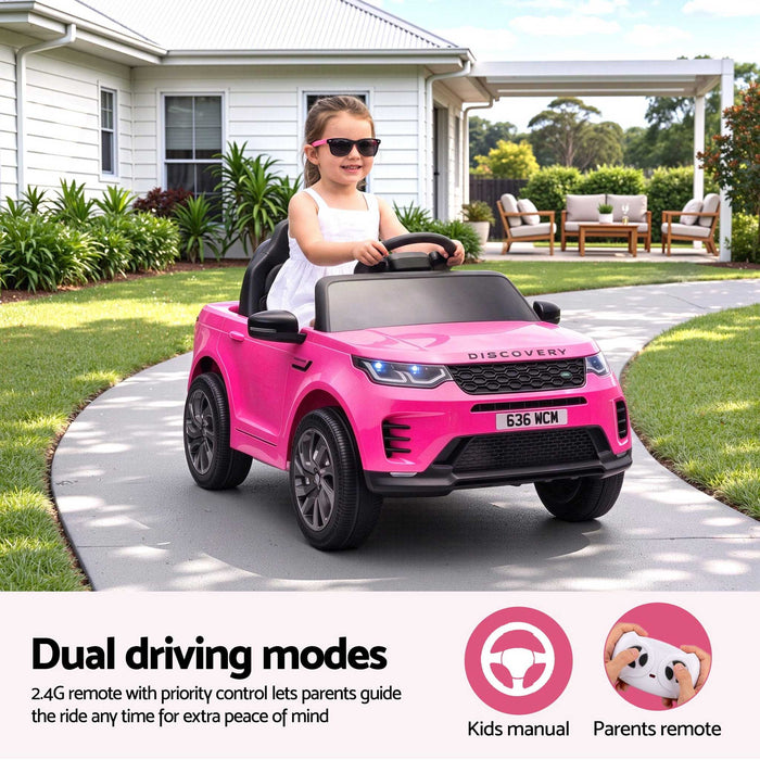 Land Rover Discovery Officially Licensed Kids Ride On Car with Remote Control-Hot Pink