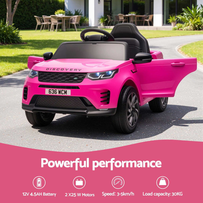 Land Rover Discovery Officially Licensed Kids Ride On Car with Remote Control-Hot Pink